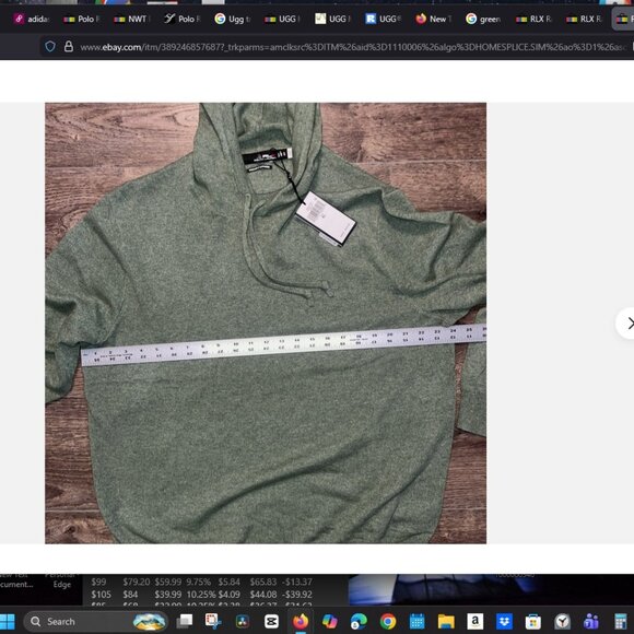 NeW RLX Ralph Lauren Mens XL Washable Cashmere Green Hoodie Sweatshirt XL $328 - Picture 5 of 7